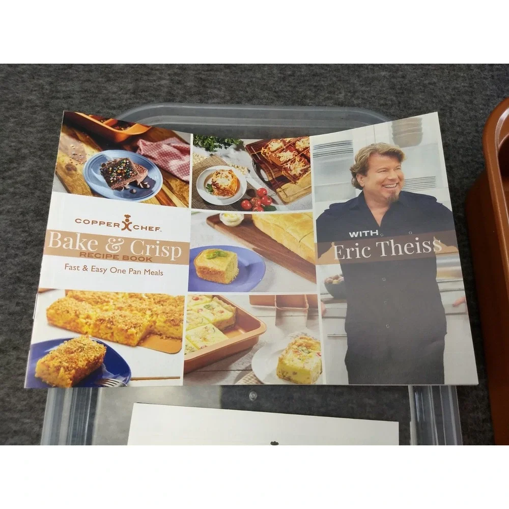 Copper Chef Bake & Crisp Pan 4 pc Set Eric Theiss Recipes 13 x 7.5